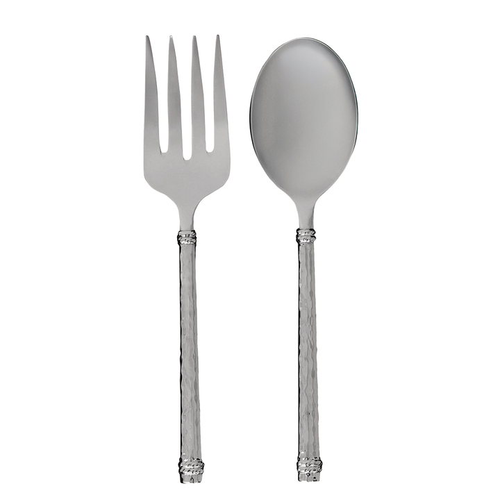 A silver hostess fork and spoon serving set 