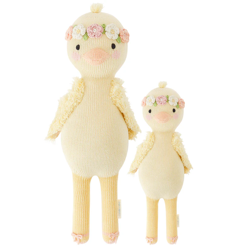 Cuddle and kind Flora the duckling knitted doll