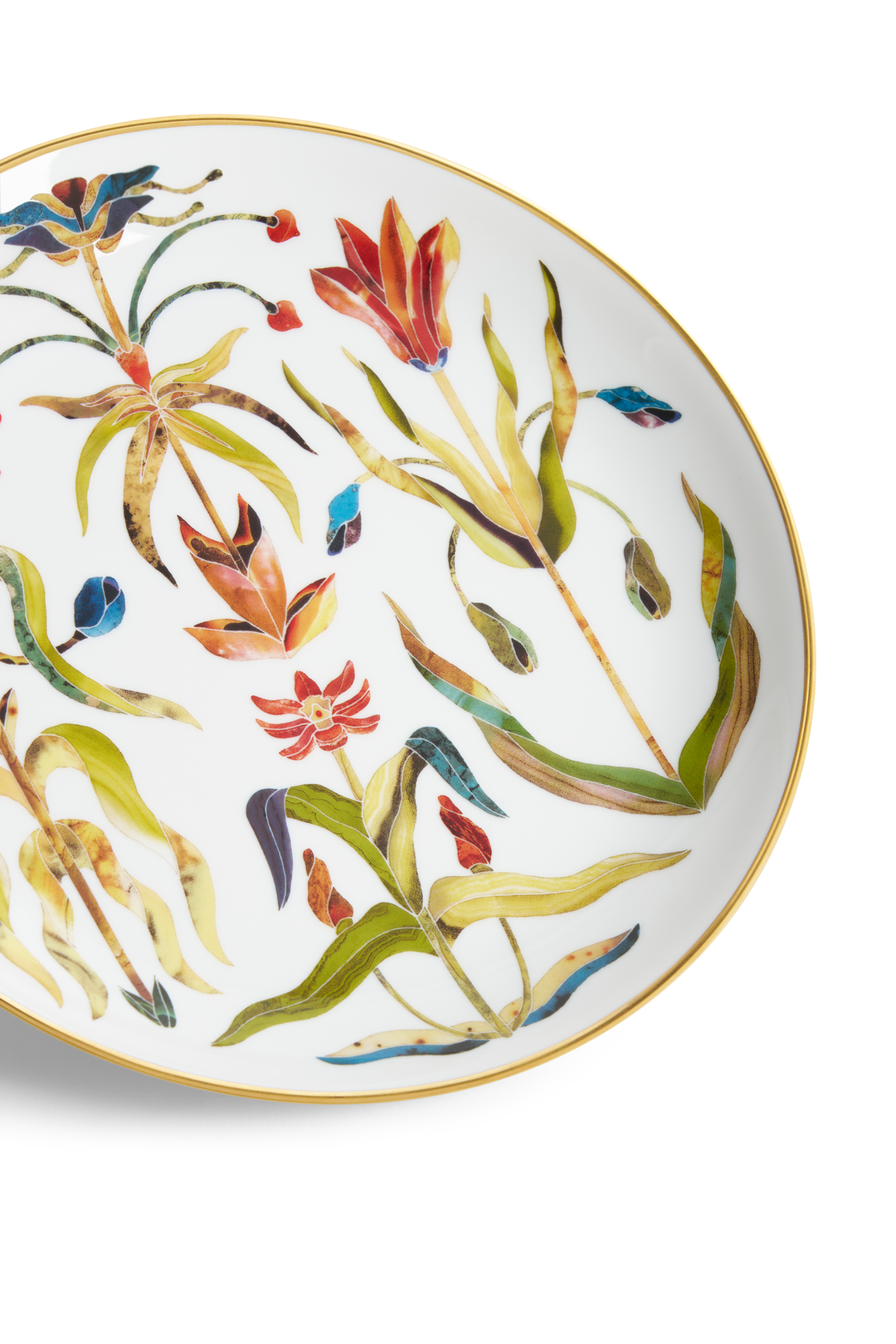 Decorative plate with colorful floral design 