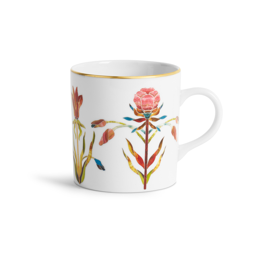 White mug with floral design