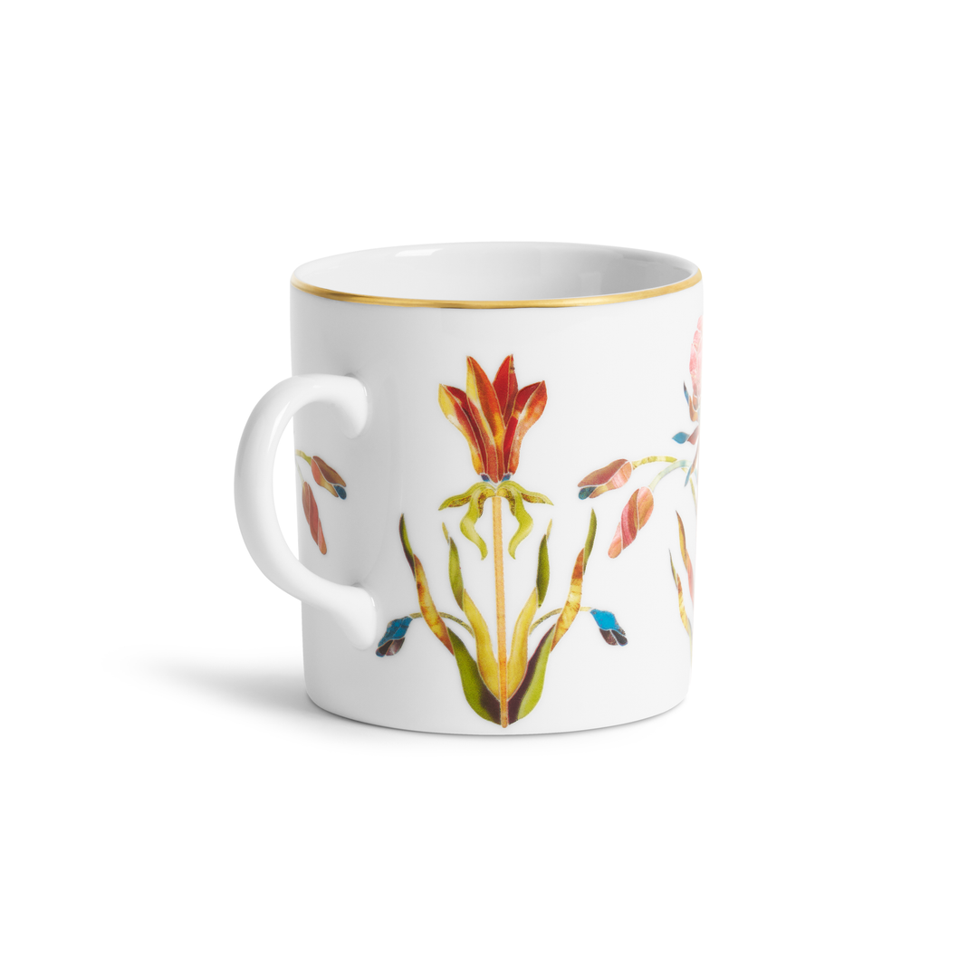 White mug with floral design 