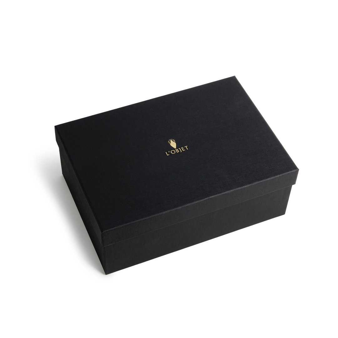 Black box with the L'Objet logo in gold foil