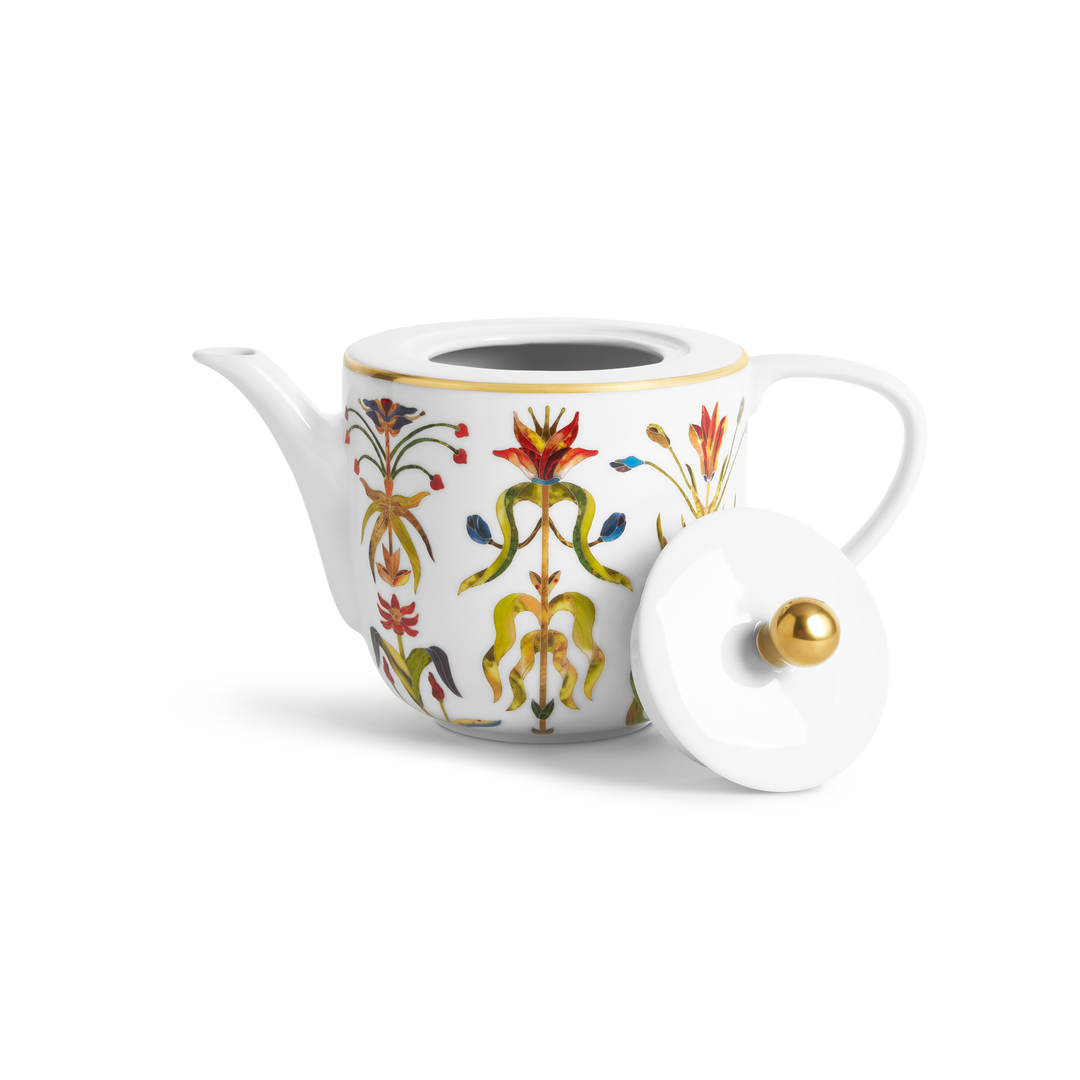 Decorative teapot with floral patterns