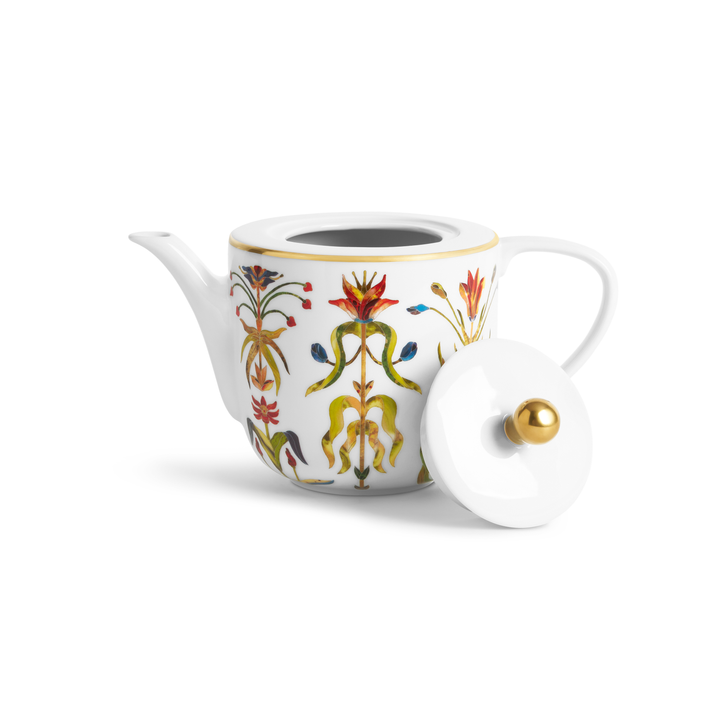 Decorative teapot with floral patterns