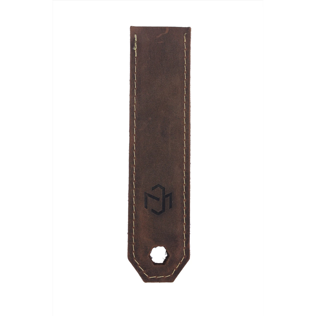 short brown leather handle cover for carbon steel pan
