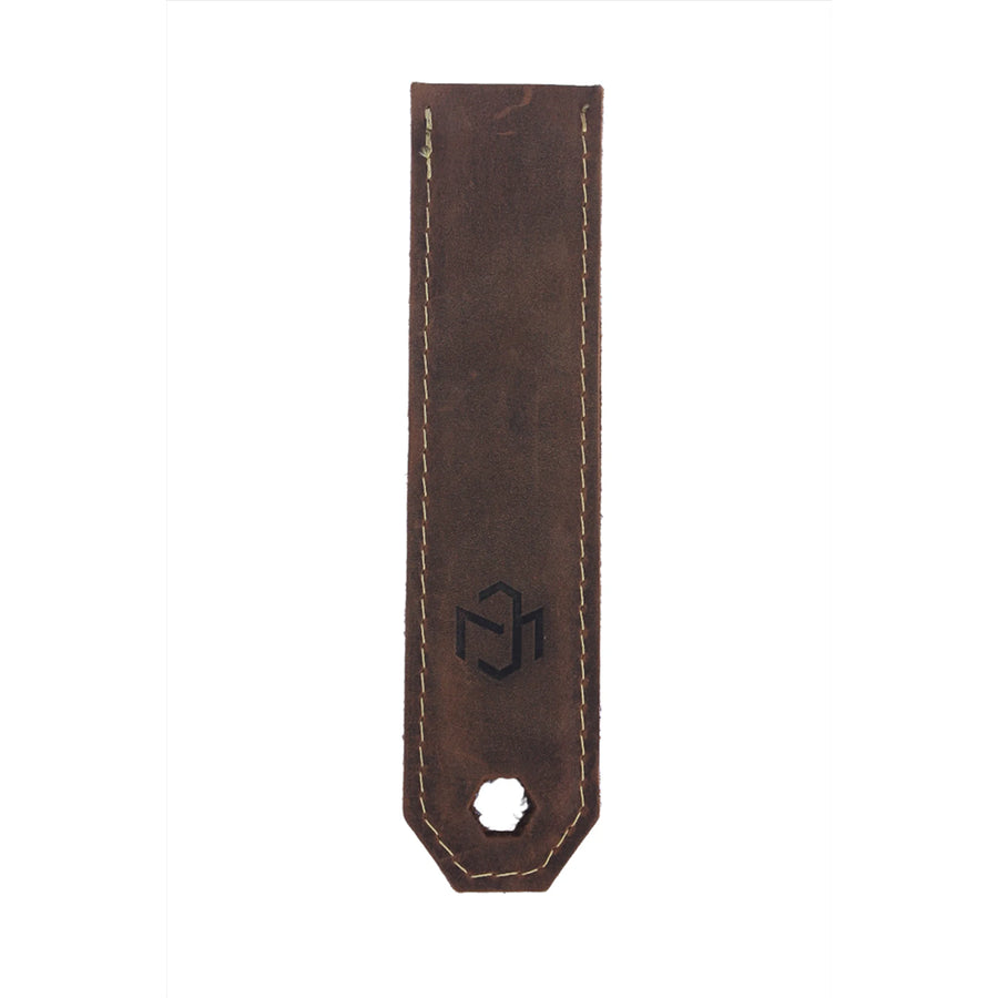 short brown leather handle cover for carbon steel pan