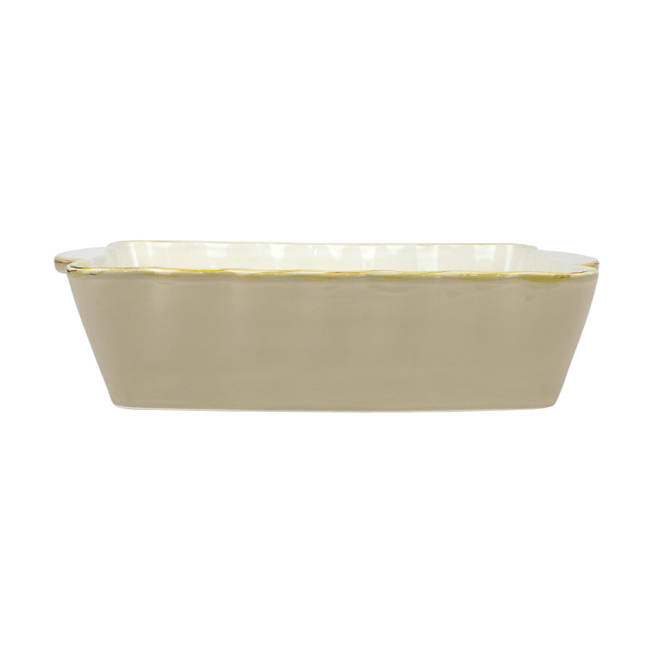 Beige ceramic baker on a white background