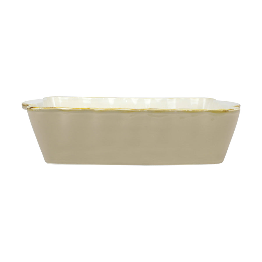 Beige ceramic baker on a white background