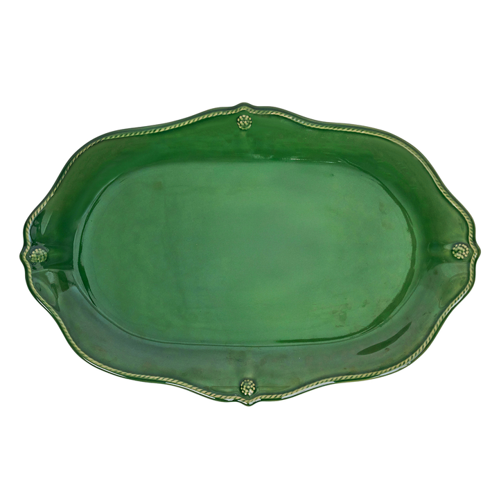 Green ceramic platter with decorative edges