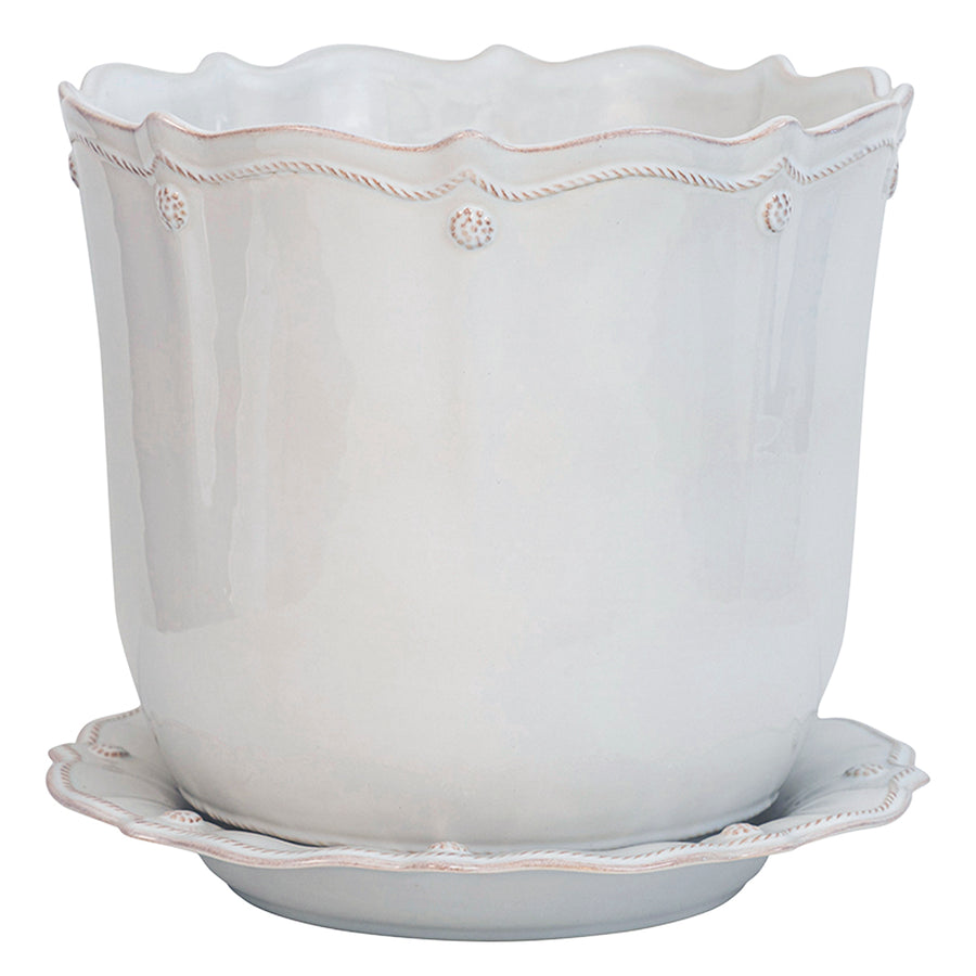 Juliska Berry & Thread Whitewash Planter & Saucer 12"