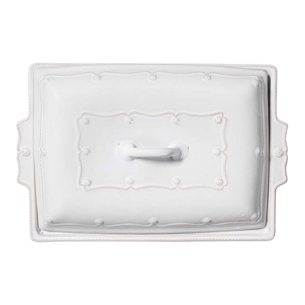 Juliska Berry & Thread Whitewash Lidded Rectangular Baker 13" top view