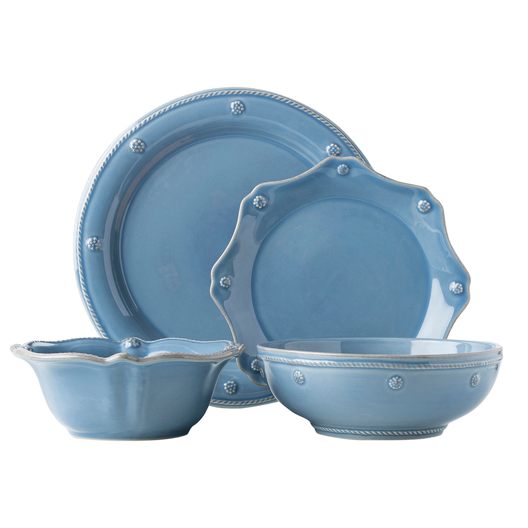 Juliska Berry & Thread Chambray 4 Piece Place Setting with 2 Bowls