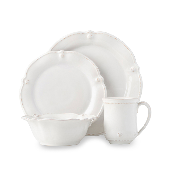 Juliska Berry & Thread Whitewash Flared 4 Piece Place Setting with Mug & Cereal