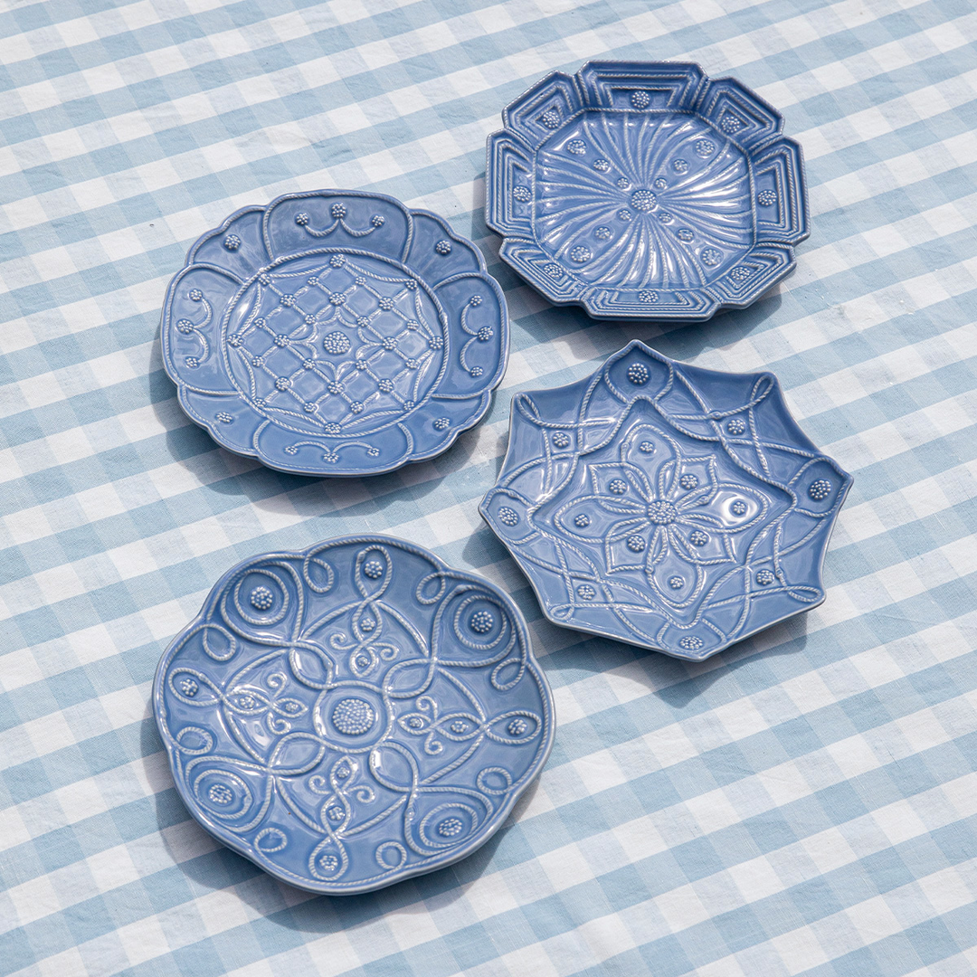 Juliska Jardins du Monde Chambray Dessert/Salad Plate Assorted Set of 4
