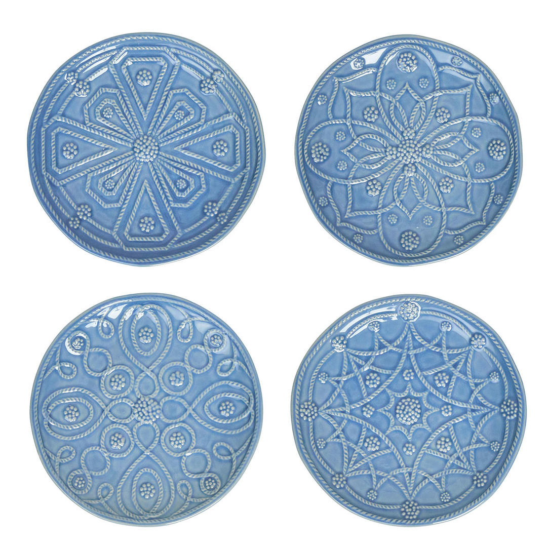 Juliska Jardins Du Monde Chambray Side/Cocktail Plate Assorted Set of 4