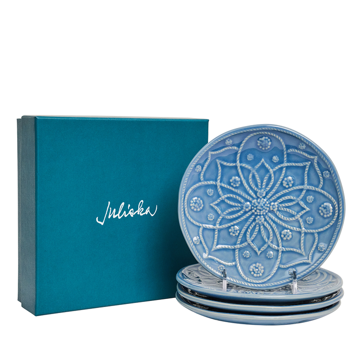 Juliska Jardins Du Monde Chambray Side/Cocktail Plate Assorted Set of 4