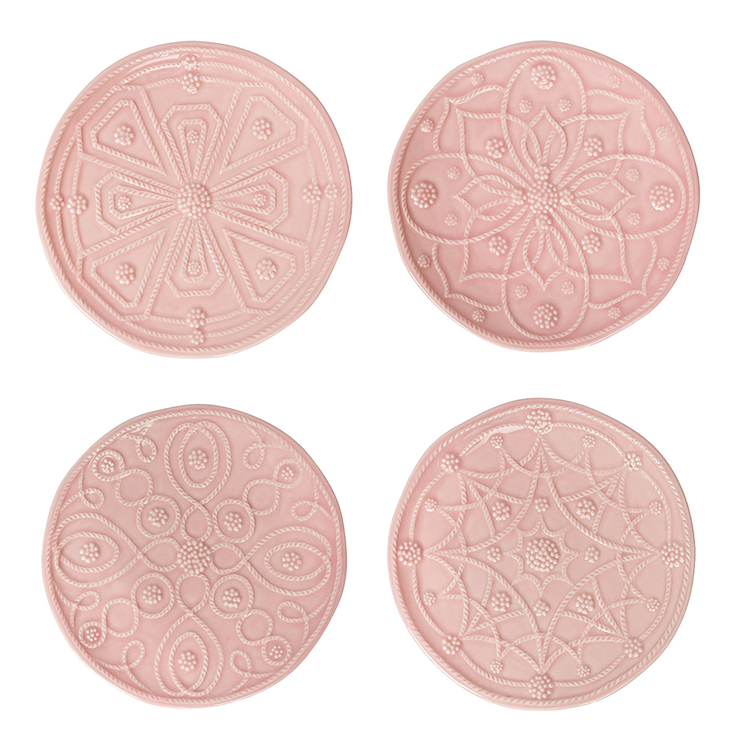 Juliska Jardins Du Monde Blush Side/Cocktail Plate Assorted Set of 4