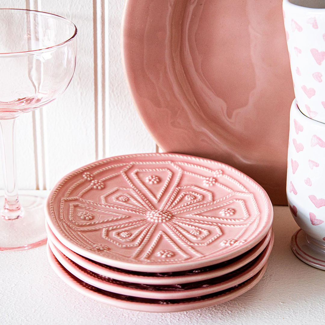 Juliska Jardins Du Monde Blush Side/Cocktail Plate Assorted Set of 4
