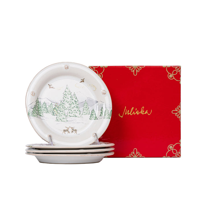 Juliska Berry Thread North Pole Cocktail Plate Set