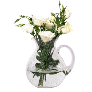Juliska Provence Glass Clear Pitcher with white roses