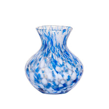 Load image into Gallery viewer, Juliska Puro Blue Vase 6 inch glass spotted with white and blue

