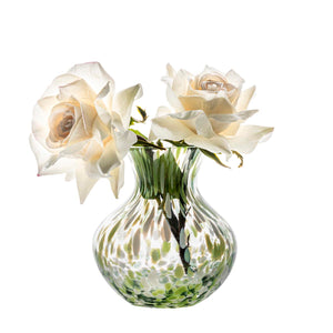 Juliska Puro Green Vase 6 with two white roses