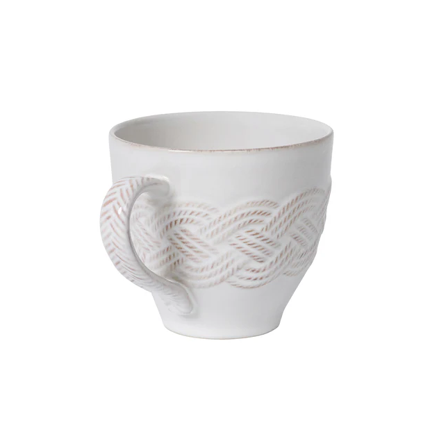 White ceramic mug with rope design 