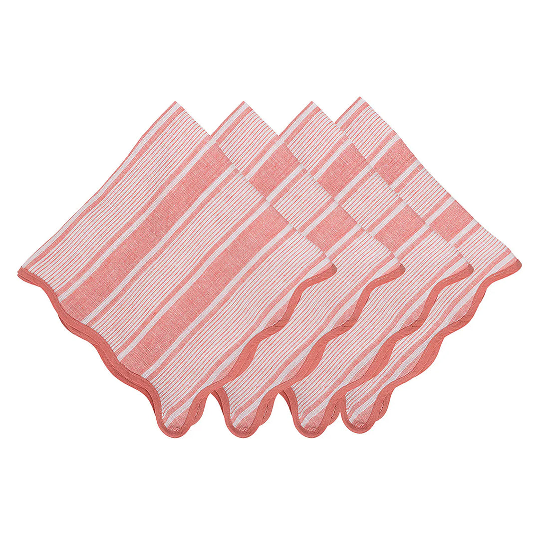 Juliska Cabana Stripe Coral Napkin Set/4