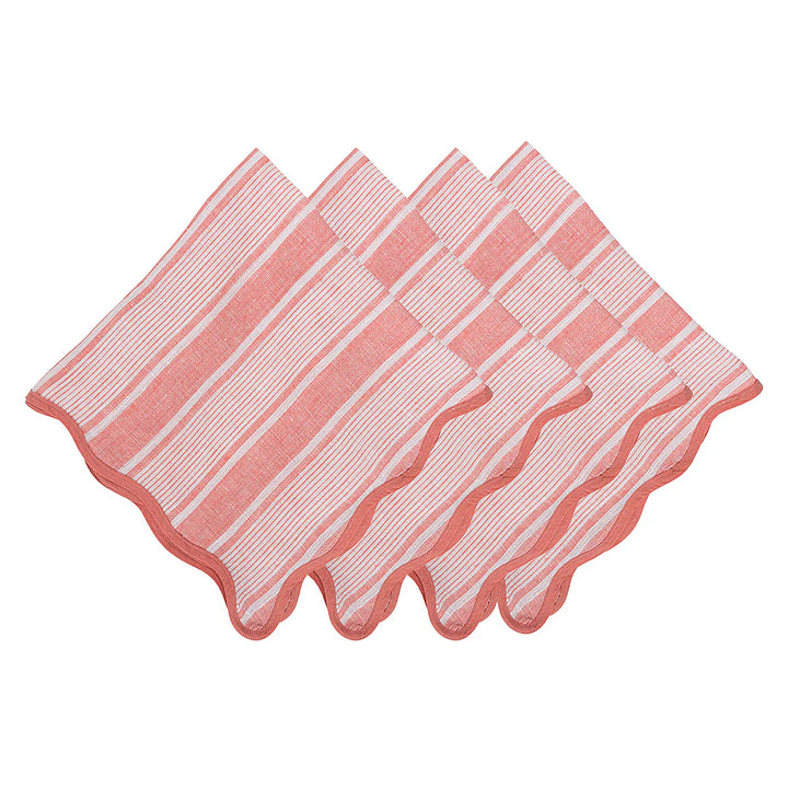 Juliska Cabana Stripe Coral Napkin Set/4