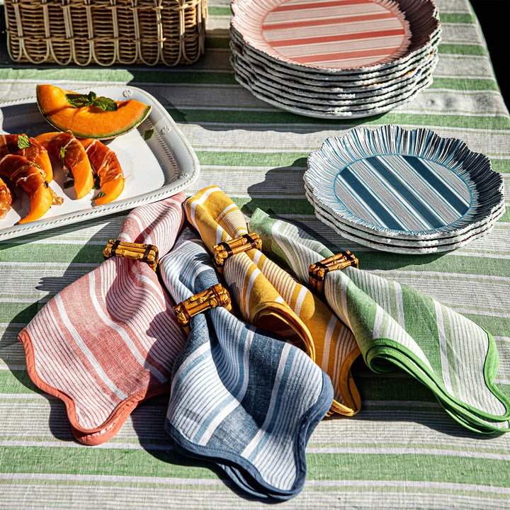 Juliska Cabana Stripe Coral Napkin Set/4