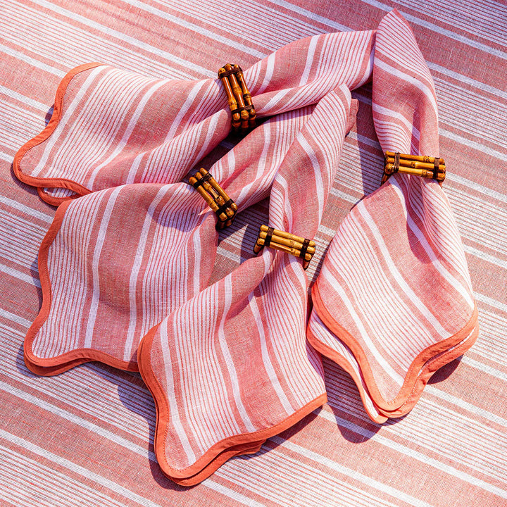 Juliska Cabana Stripe Coral Napkin Set/4