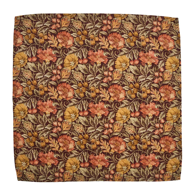 Willa floral patterned fabric with autumn colors on a white background
