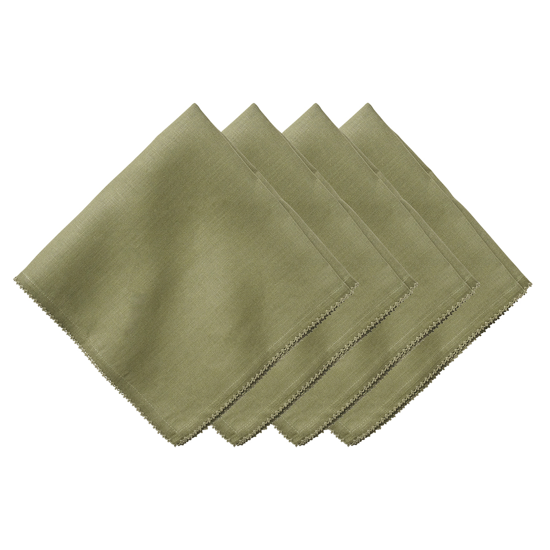 Four green napkins