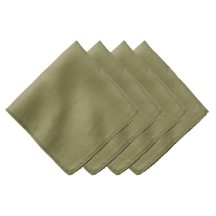 Four green napkins