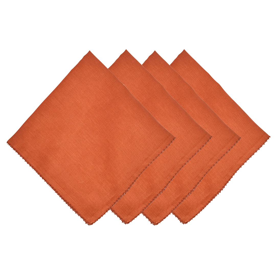 Four orange napkins