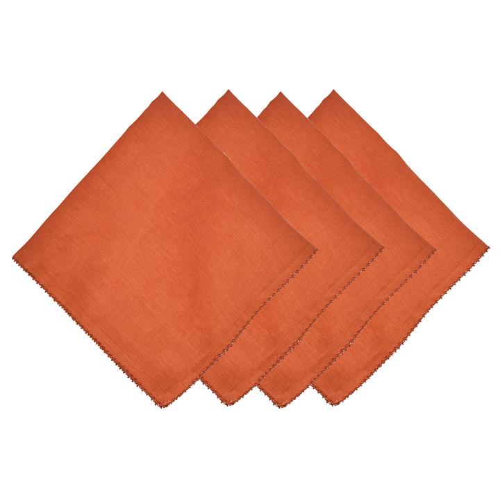 Four orange napkins
