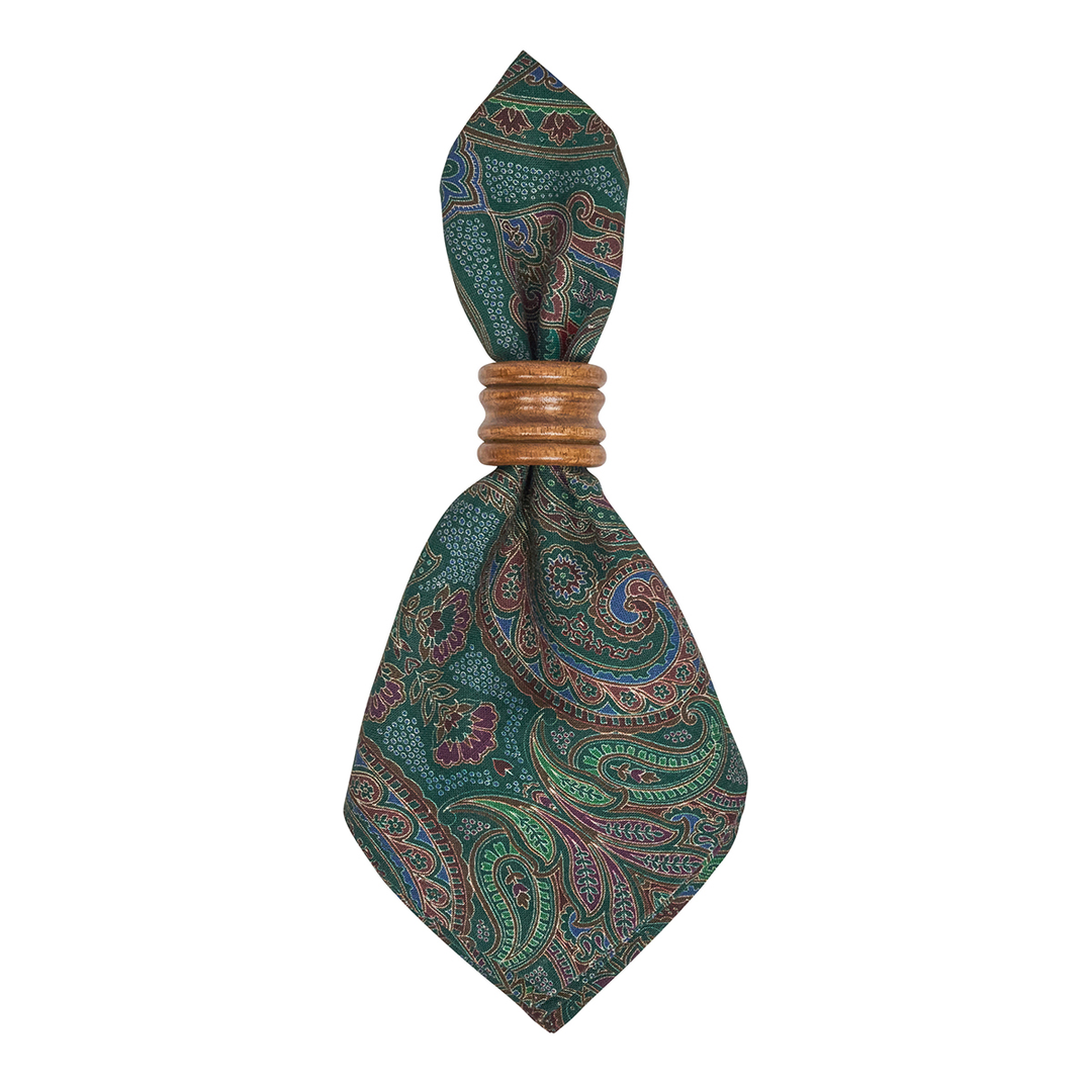 Patterned bow tie with wooden ring