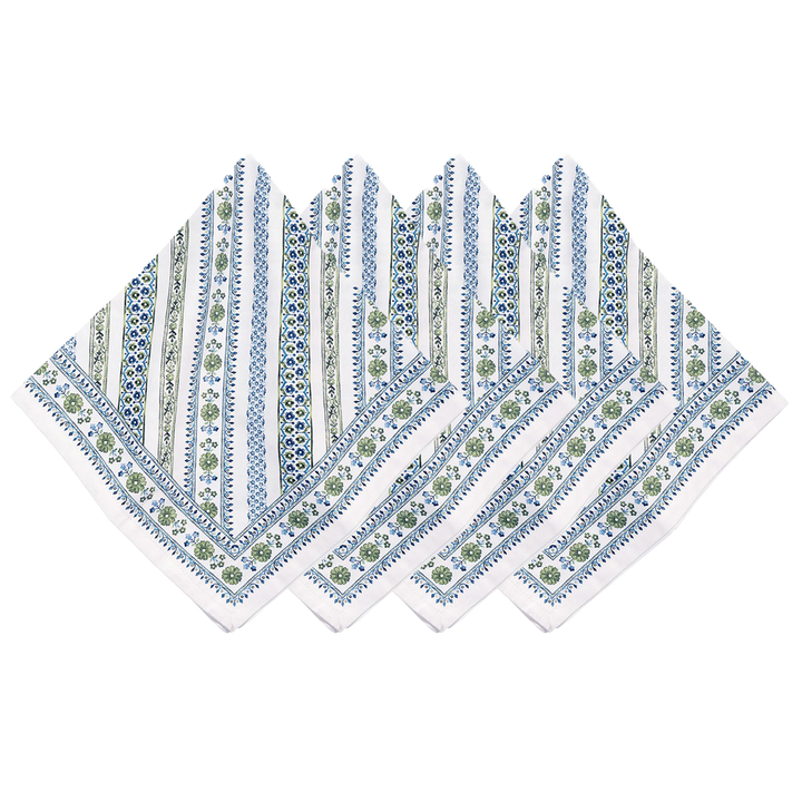 Juliska Seville Green Stripe Napkin Set/4