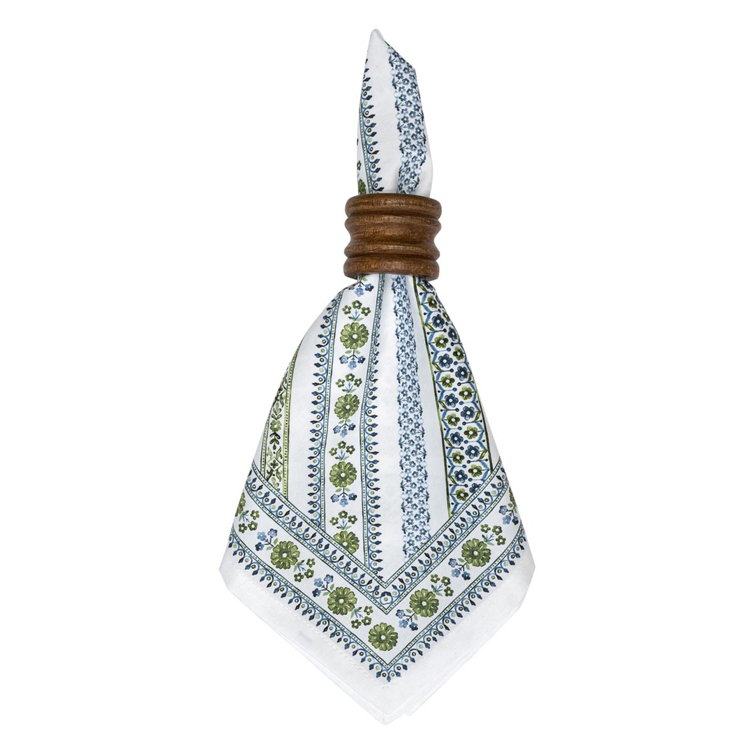 Juliska Seville Green Stripe Napkin Set/4