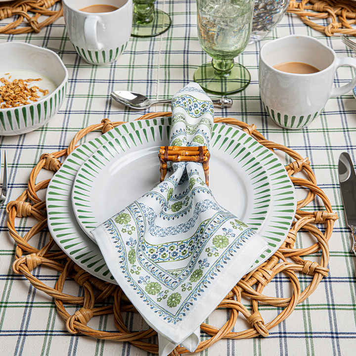 Juliska Seville Green Stripe Napkin Set/4