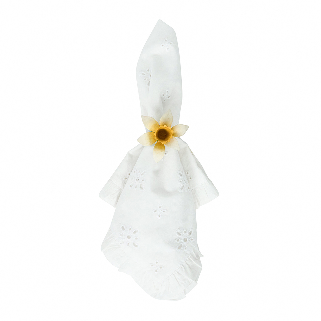 Juliska Meadow Walk Daffodil Napkin Ring Set/4