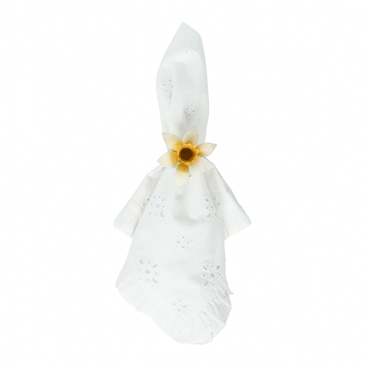 Juliska Meadow Walk Daffodil Napkin Ring Set/4