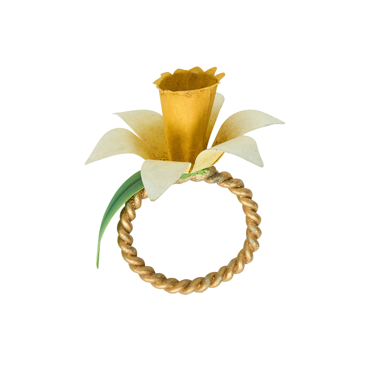 Juliska Meadow Walk Daffodil Napkin Ring Set/4