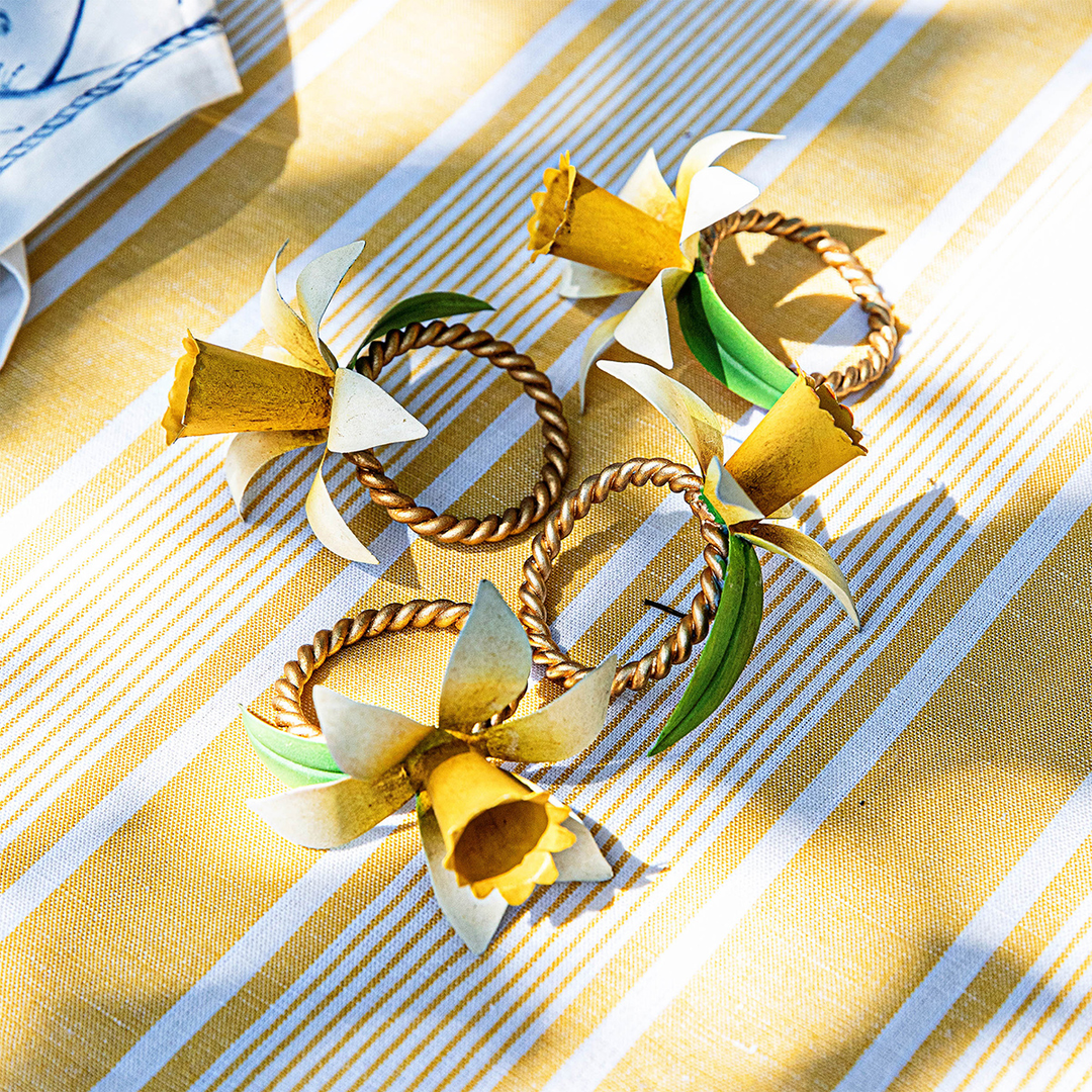 Juliska Meadow Walk Daffodil Napkin Ring Set/4