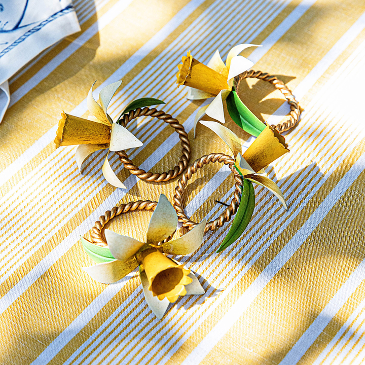 Juliska Meadow Walk Daffodil Napkin Ring Set/4