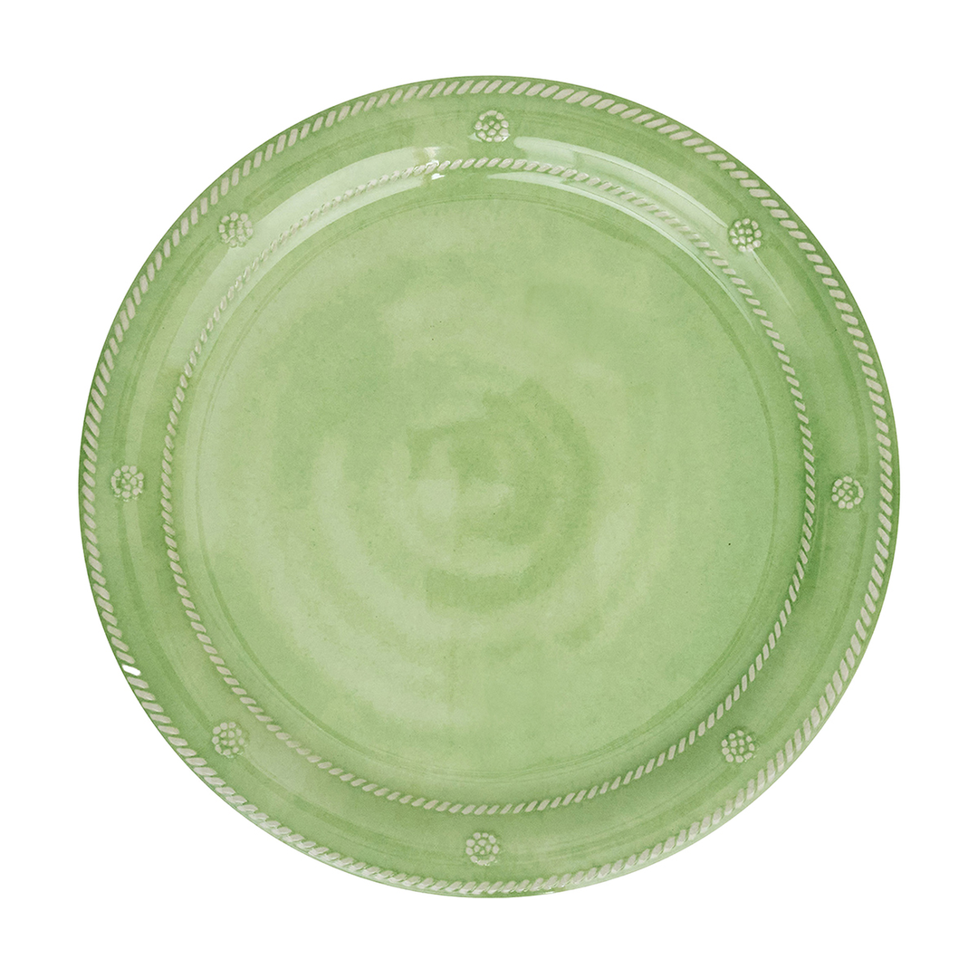 Green ceramic plate with decorative rim 
