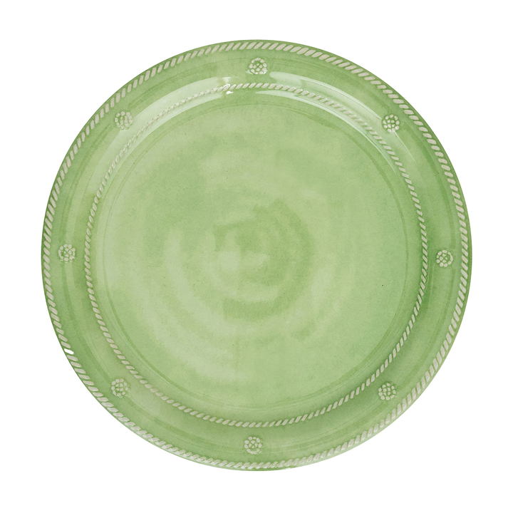 Green ceramic plate with decorative rim 