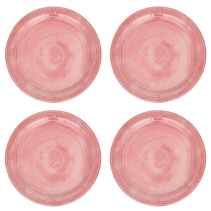Four round pink plates arranged in a 2x2 grid