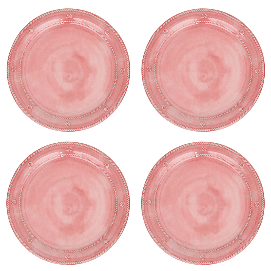 Four round pink plates arranged in a 2x2 grid