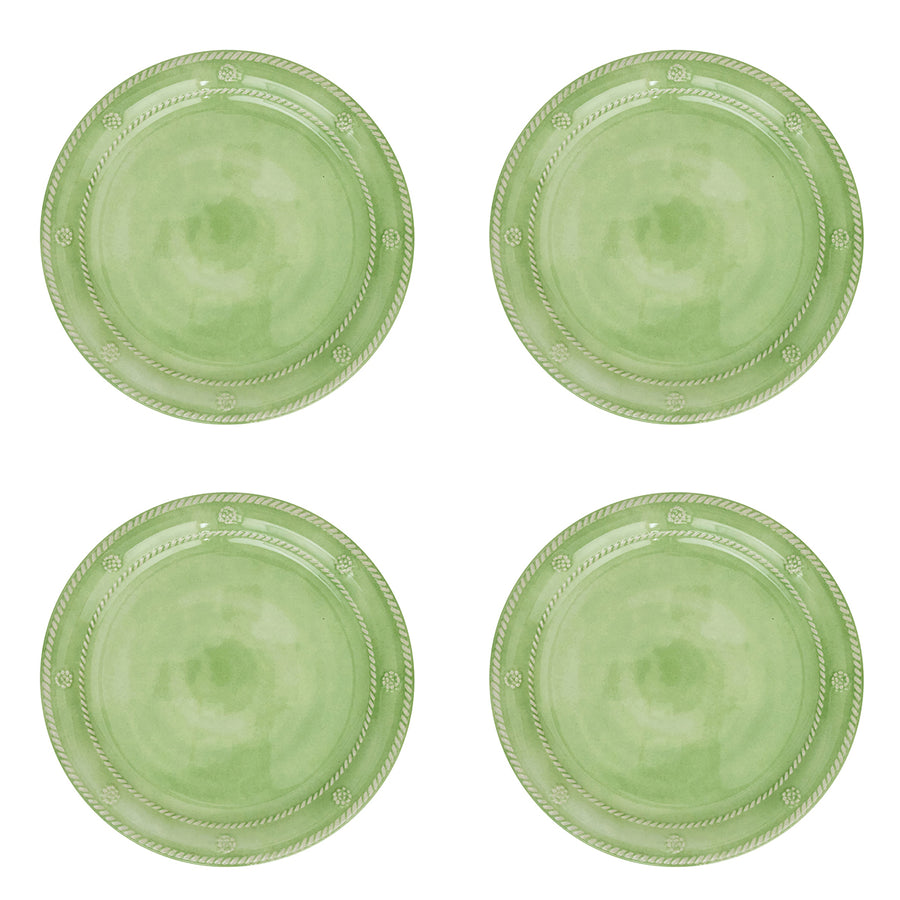 Four light green round plates 